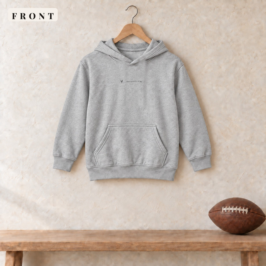 Youth Hoodie · Sport Grey · front · The Sunday Acre Logo youth hoodie in sport grey