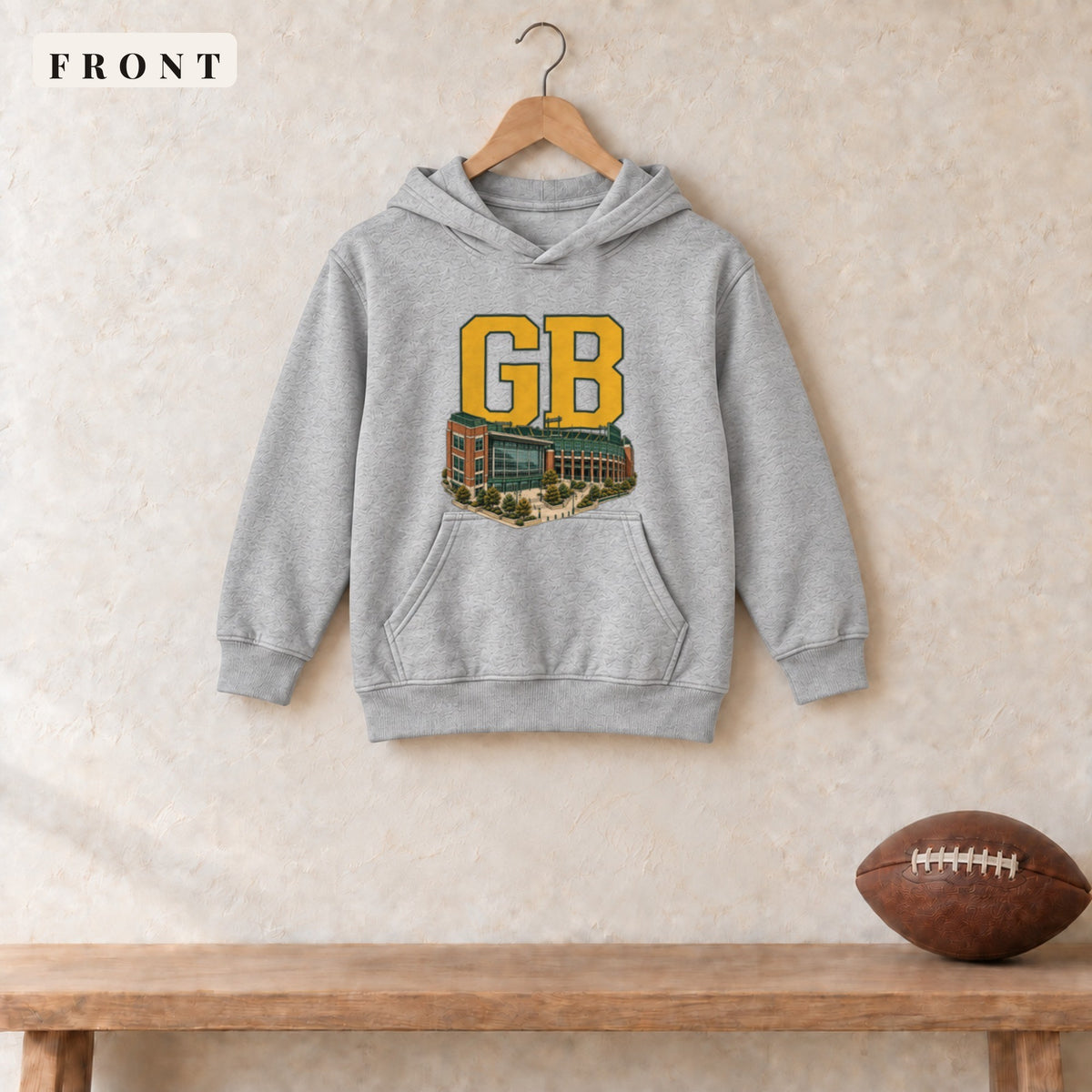 Youth Hoodie · Sport Grey · front · Green Bay Home Field Advantage youth hoodie in sport grey