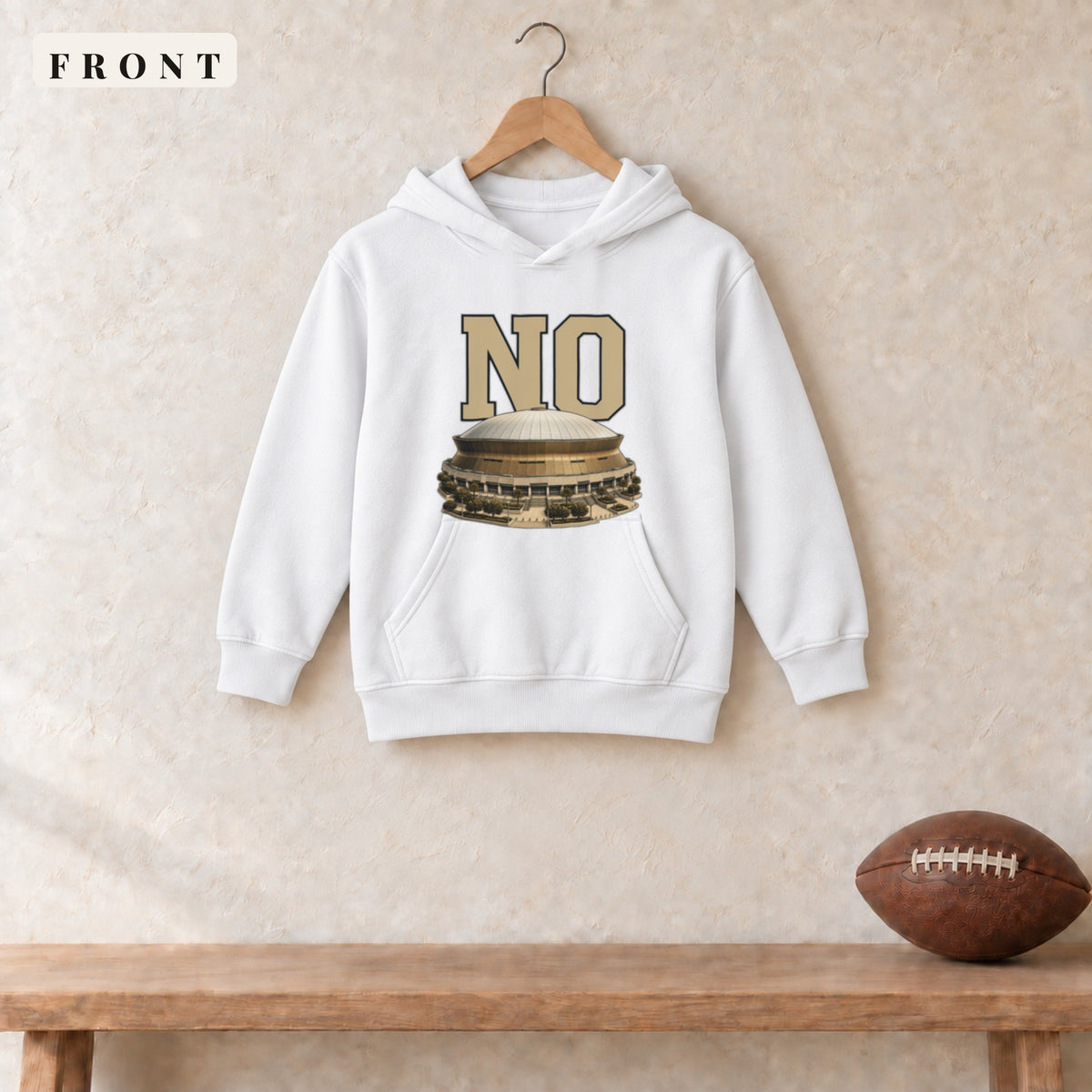 Youth Hoodie · White · front · New Orleans Home Field Advantage youth hoodie in white