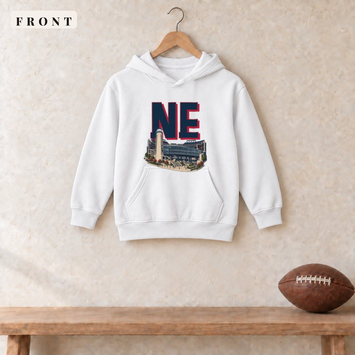 Youth Hoodie · White · front · New England Home Field Advantage youth hoodie in white