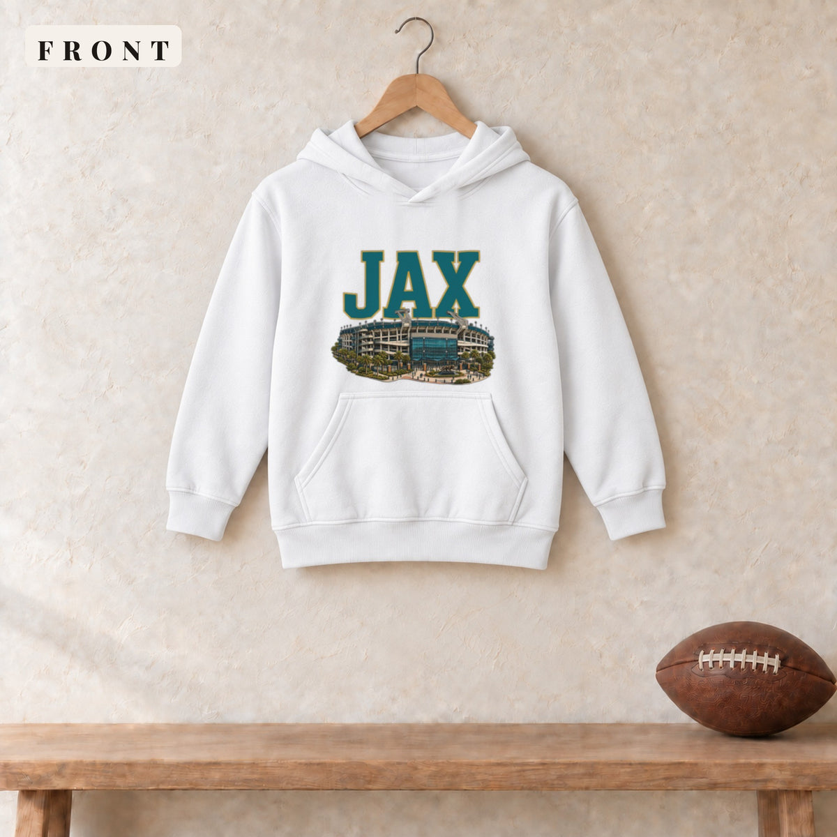 Youth Hoodie · White · front · Jacksonville Home Field Advantage youth hoodie in white