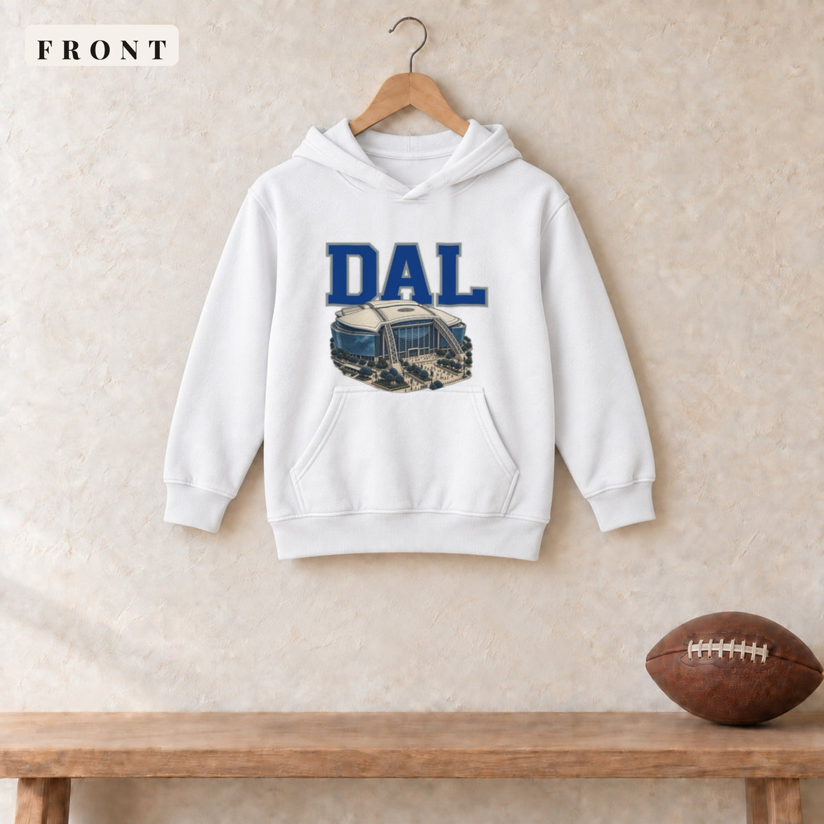 Youth Hoodie · White · front · Dallas Home Field Advantage youth hoodie in white