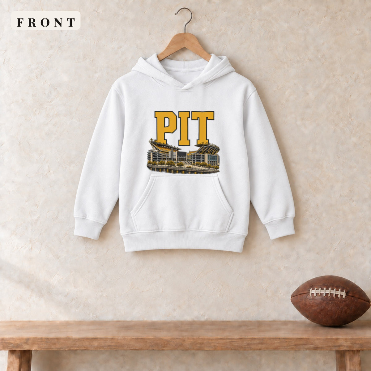 Youth Hoodie · White · front · Pittsburgh Home Field Advantage youth hoodie in white