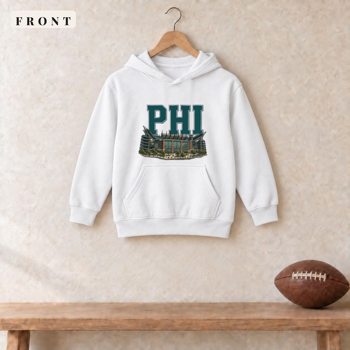 Youth Hoodie · White · front · Philadelphia Home Field Advantage youth hoodie in white