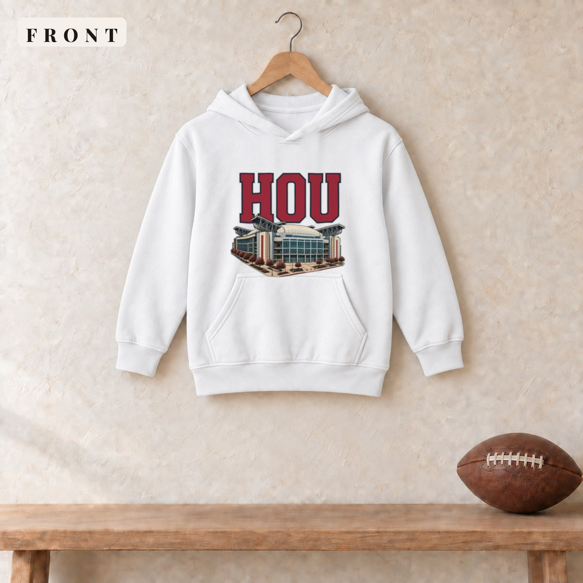 Youth Hoodie · White · front · Houston Home Field Advantage youth hoodie in white