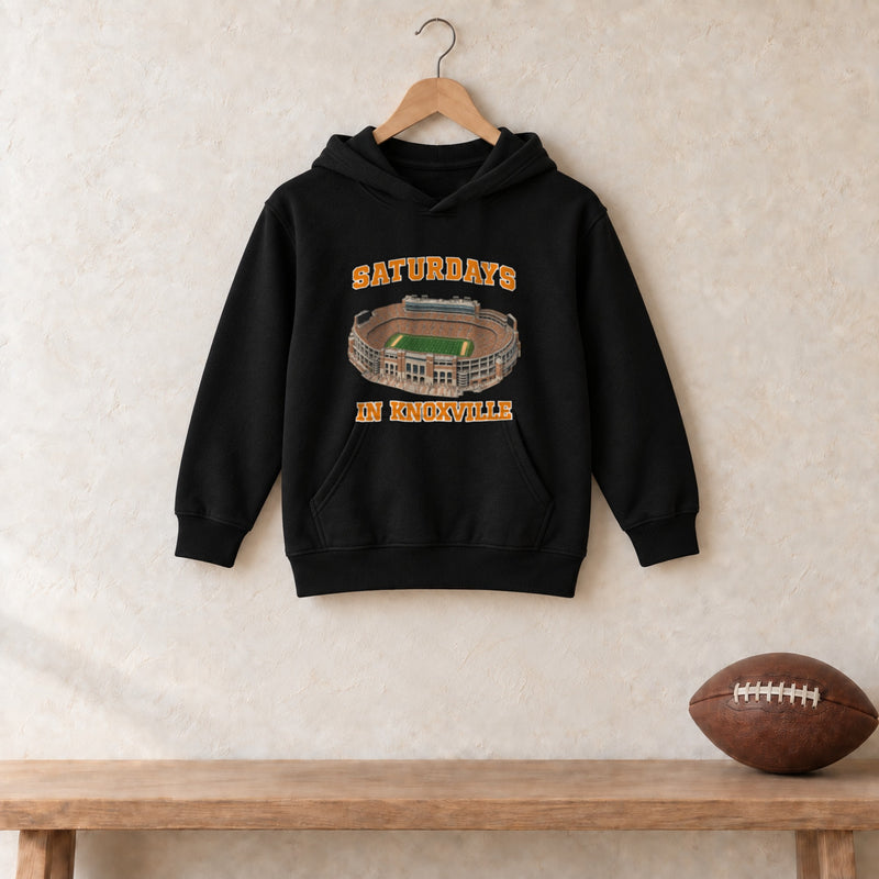 Color Black, Saturdays in Knoxville Youth Heavy Blend Hoodie in black