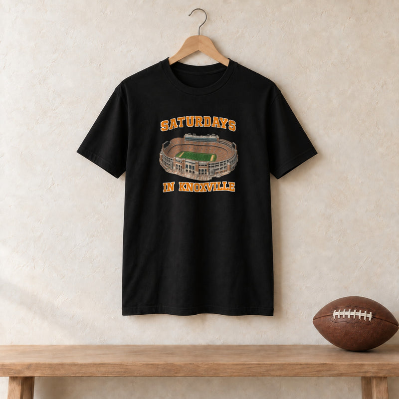 Color Black, Saturdays in Knoxville Unisex Classic Tee in black