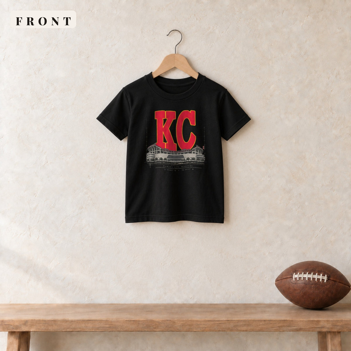 Youth Tee · Black · front · Kansas City Blueprint City youth tee in black