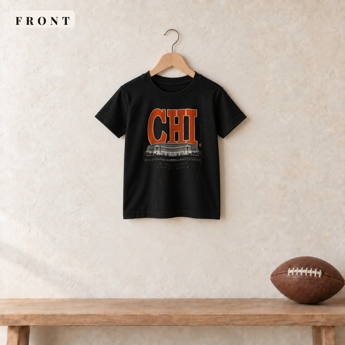 Youth Tee · Black · front · Chicago Blueprint City youth tee in black