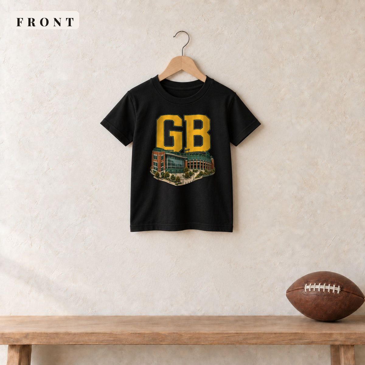 Youth Tee · Black · front · Green Bay Home Field Advantage youth tee in black