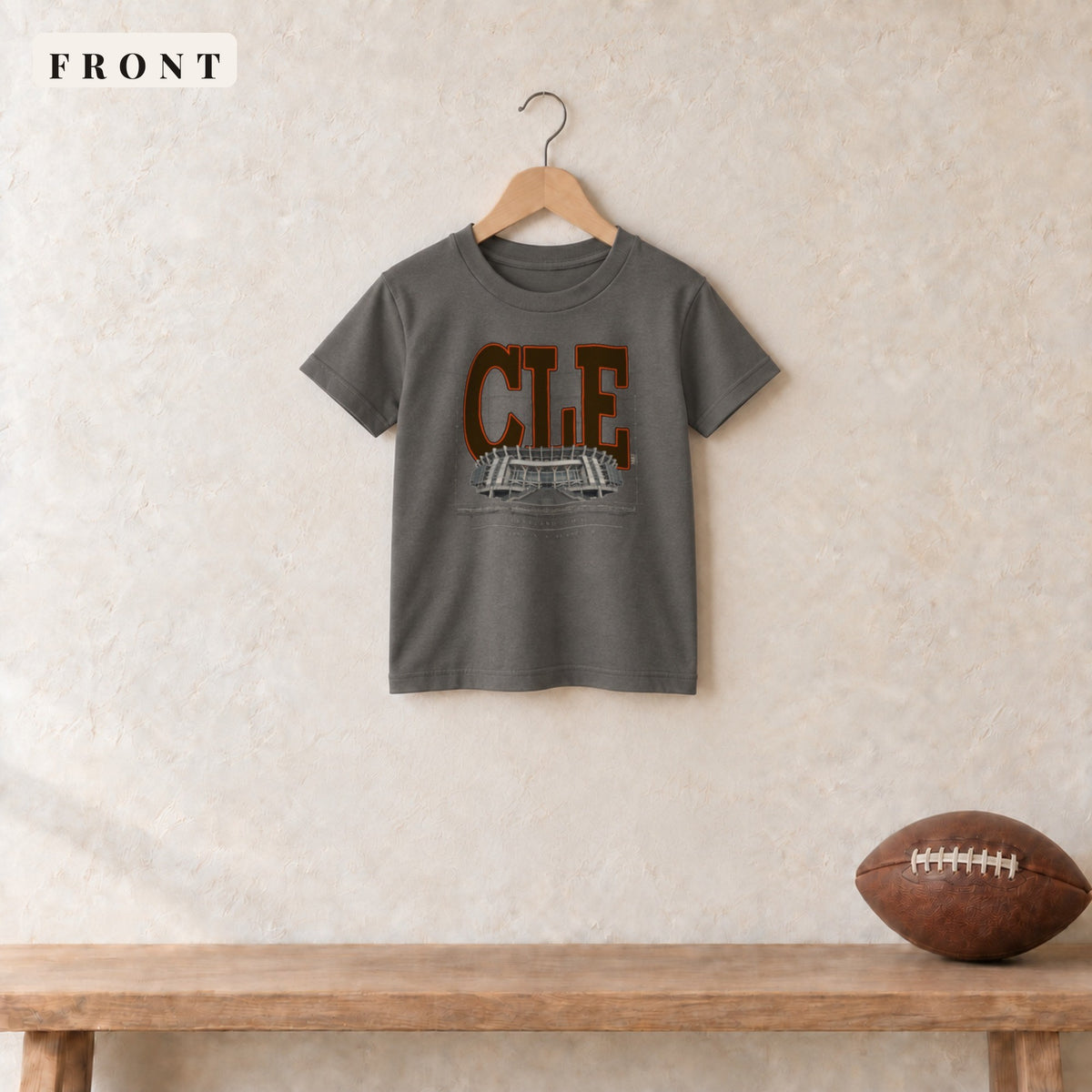 Youth Tee · Charcoal · front · Cleveland Blueprint City youth tee in charcoal