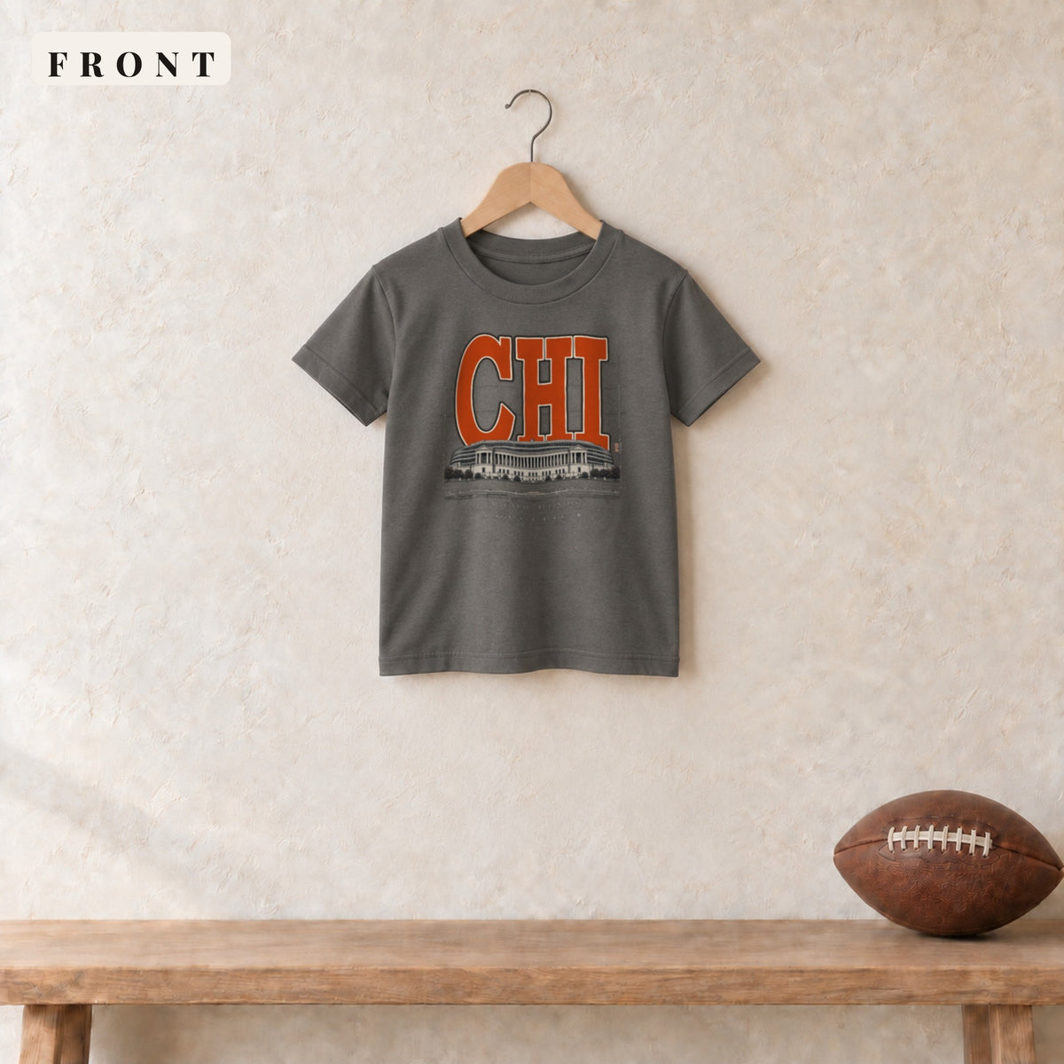 Youth Tee · Charcoal · front · Chicago Blueprint City youth tee in charcoal