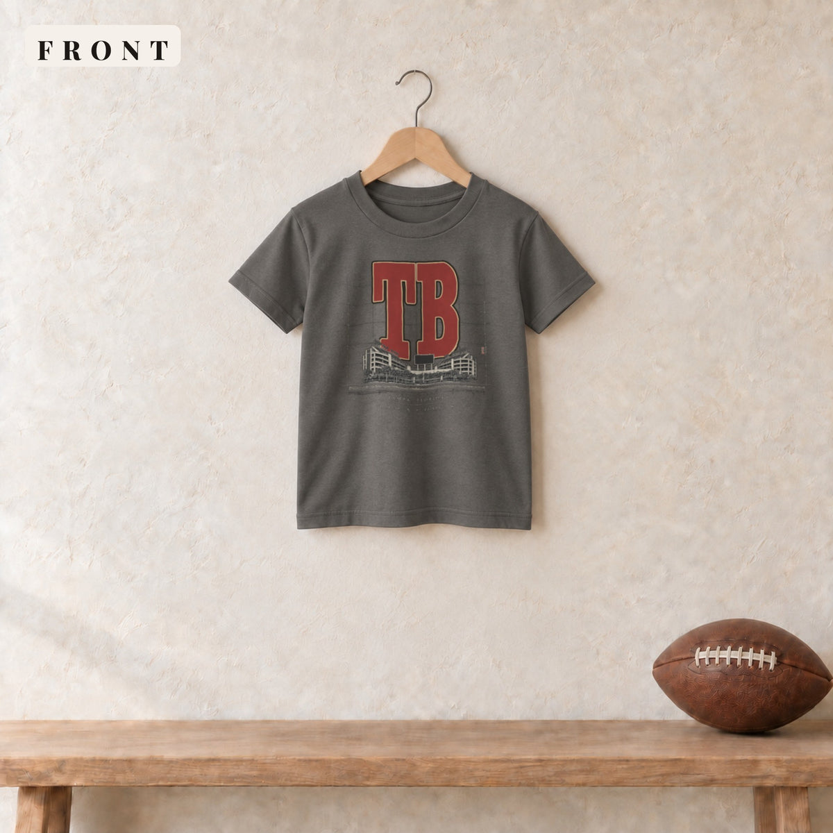 Youth Tee · Charcoal · front · Tampa Bay Blueprint City youth tee in charcoal