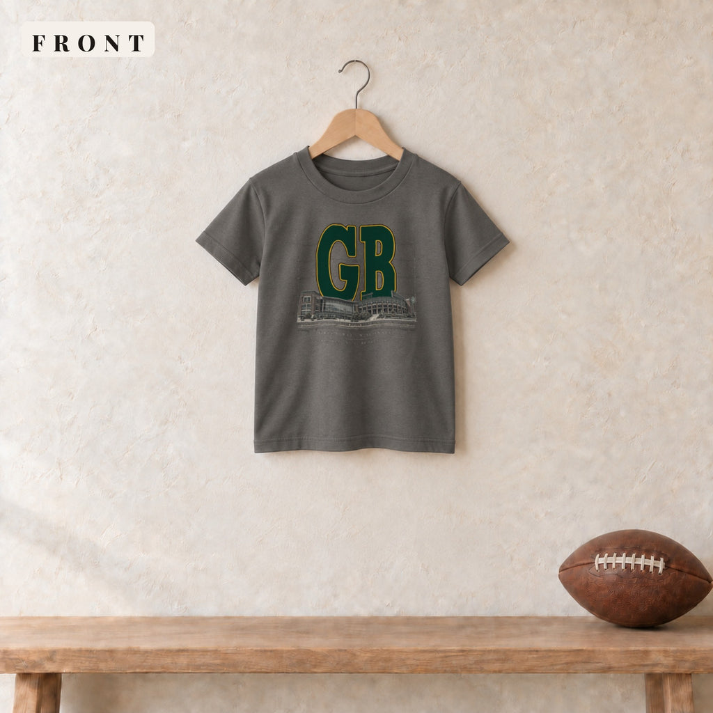 Youth Tee · Charcoal · front · Green Bay Blueprint City youth tee in charcoal