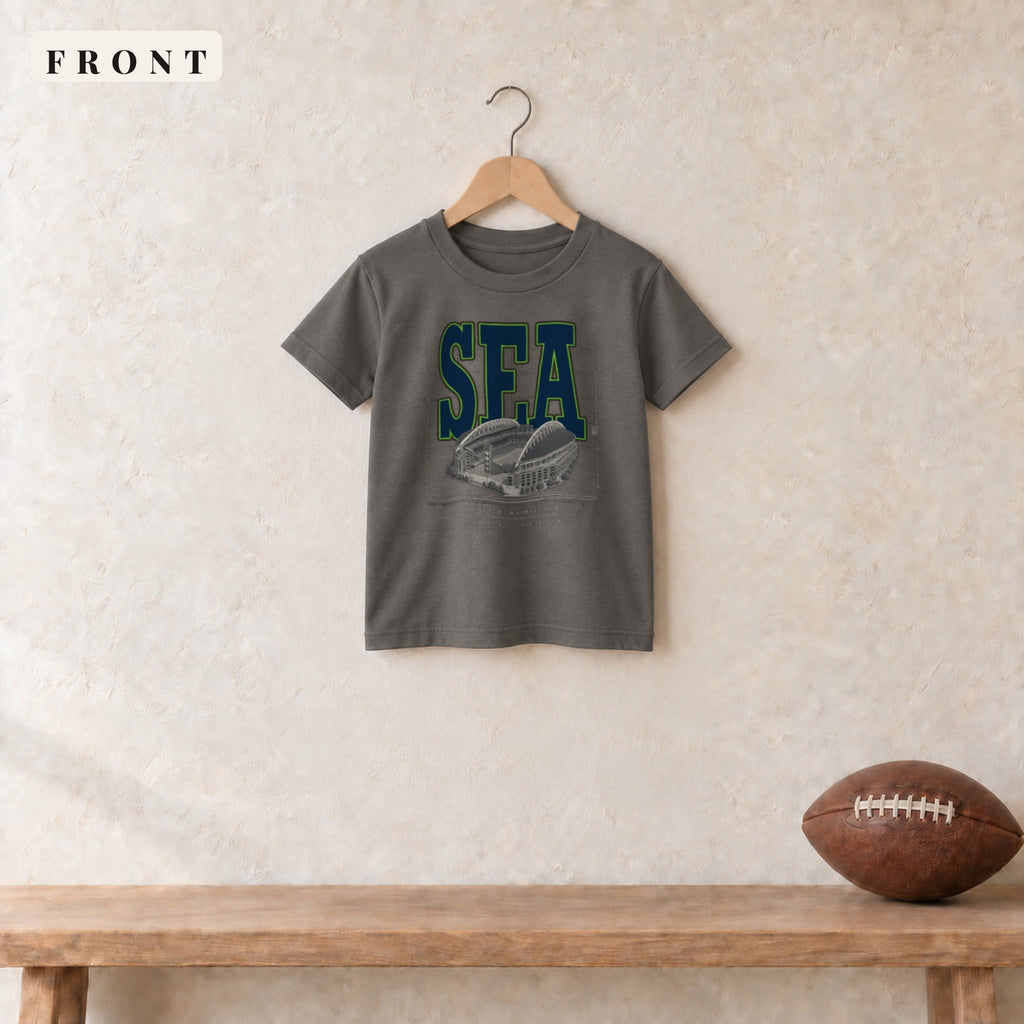 Youth Tee · Charcoal · front · Seattle Blueprint City youth tee in charcoal