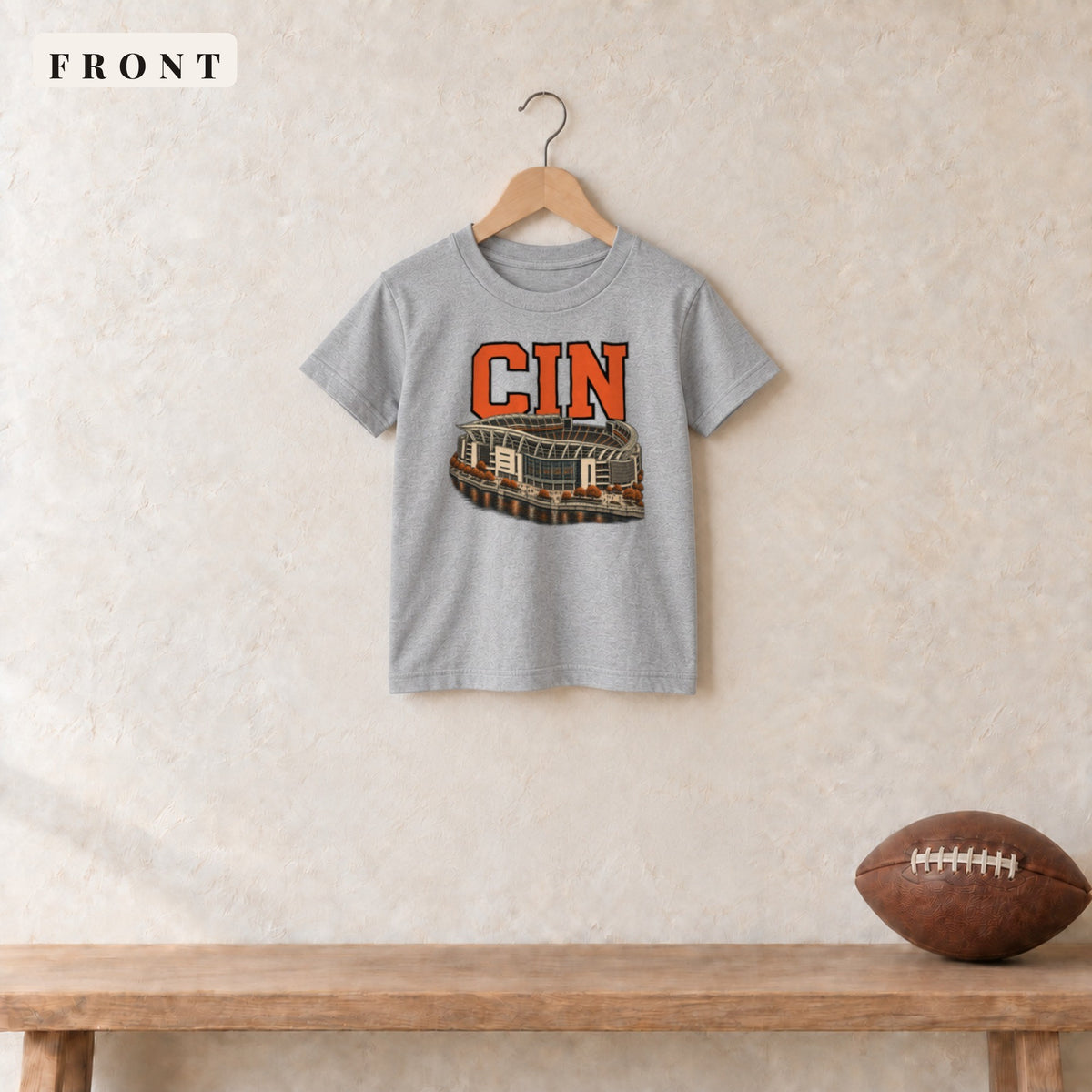 Youth Tee · Sport Grey · front · Cincinnati Home Field Advantage youth tee in sport grey
