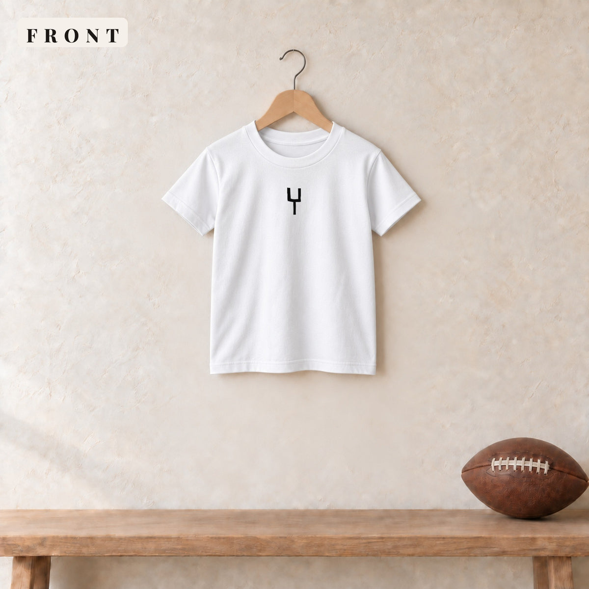Youth Tee · White · front · The Sunday Acre Goalpost youth tee in white