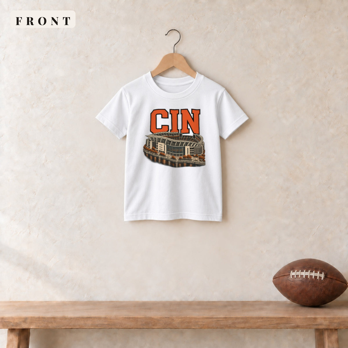 Youth Tee · White · front · Cincinnati Home Field Advantage youth tee in white