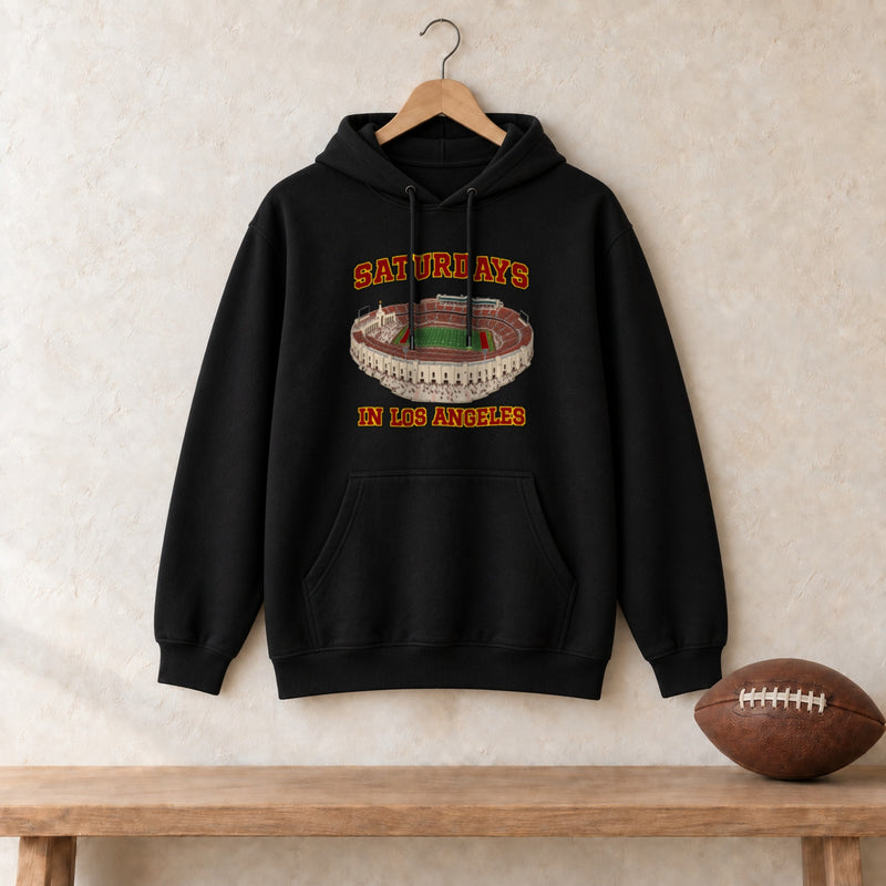 Color Black, Saturdays in Los Angeles Unisex Heavy Blend Hoodie in black