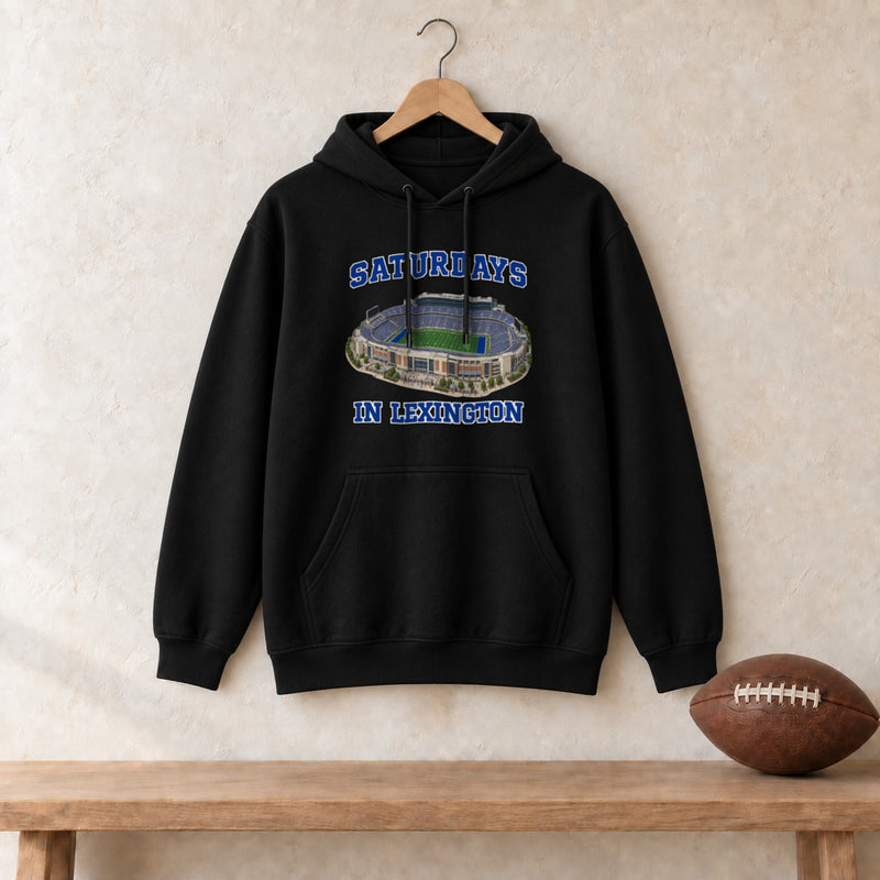 Color Black, Saturdays in Lexington Unisex Heavy Blend Hoodie in black