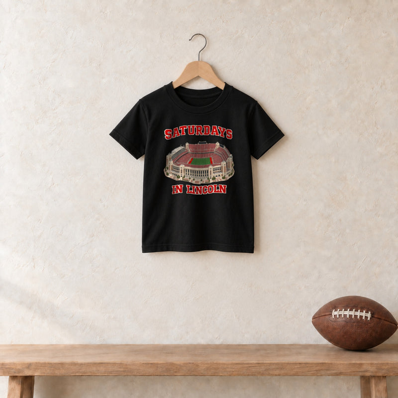 Color Black, Saturdays in Lincoln Youth Classic Tee in black