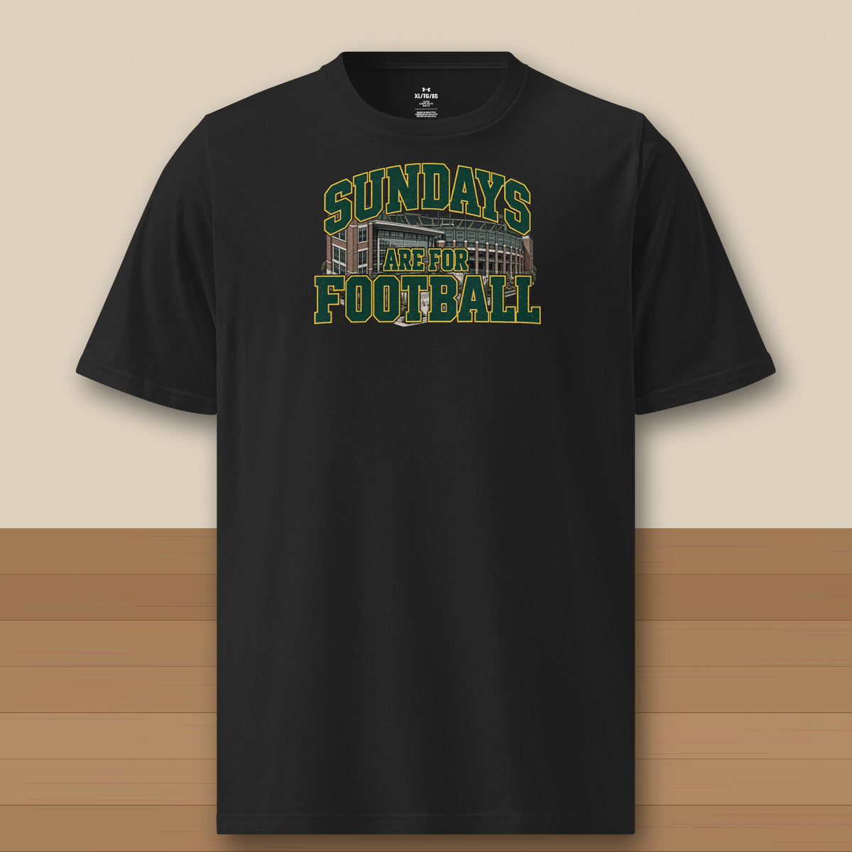 Under Armour Tee Black, Green Bay Sundays Are For Football Under Armour tee in black