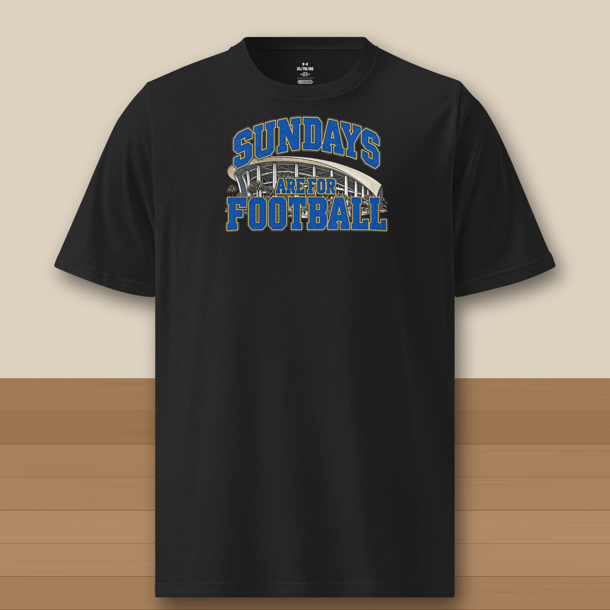 Under Armour Tee Black, Los Angeles Gold Sundays Are For Football Under Armour tee in black