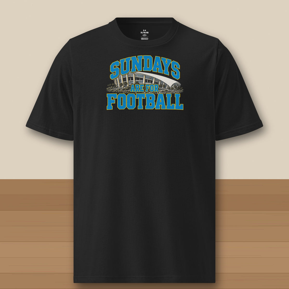 Under Armour Tee Black, Los Angeles Powder Sundays Are For Football Under Armour tee in black