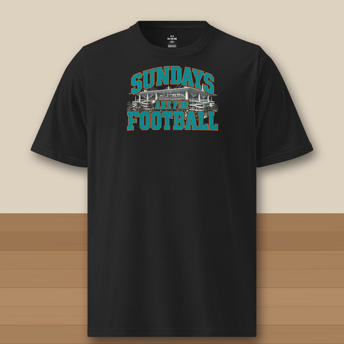 Under Armour Tee Black, Miami Sundays Are For Football Under Armour tee in black