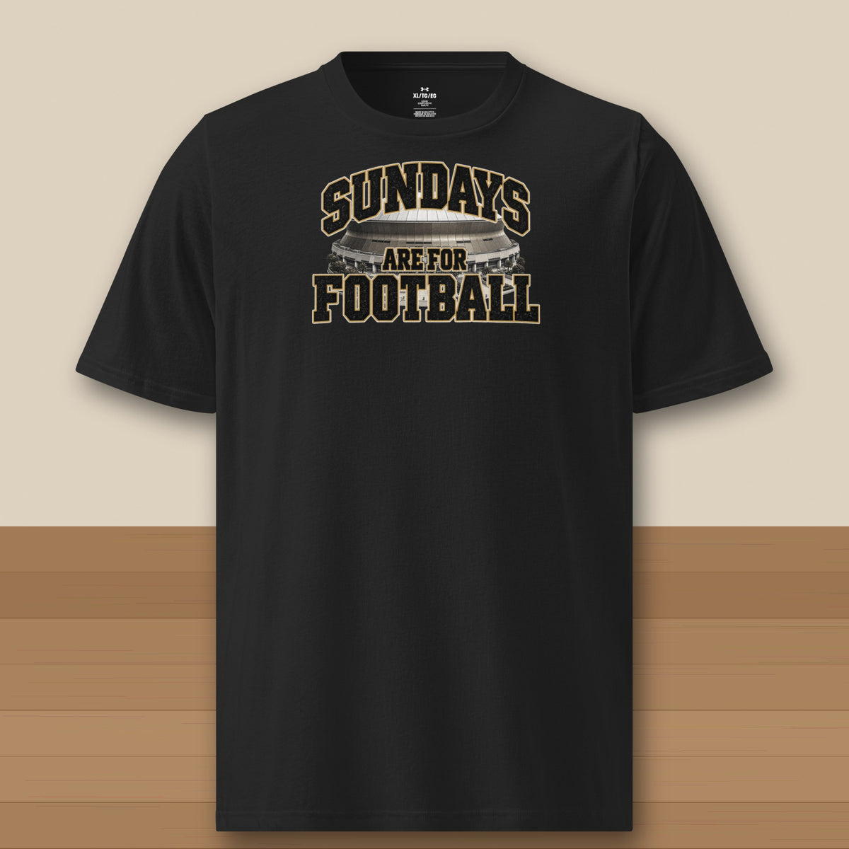 Under Armour Tee Black, New Orleans Sundays Are For Football Under Armour tee in black