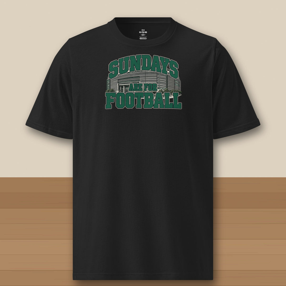 Under Armour Tee Black, New York Green Sundays Are For Football Under Armour tee in black