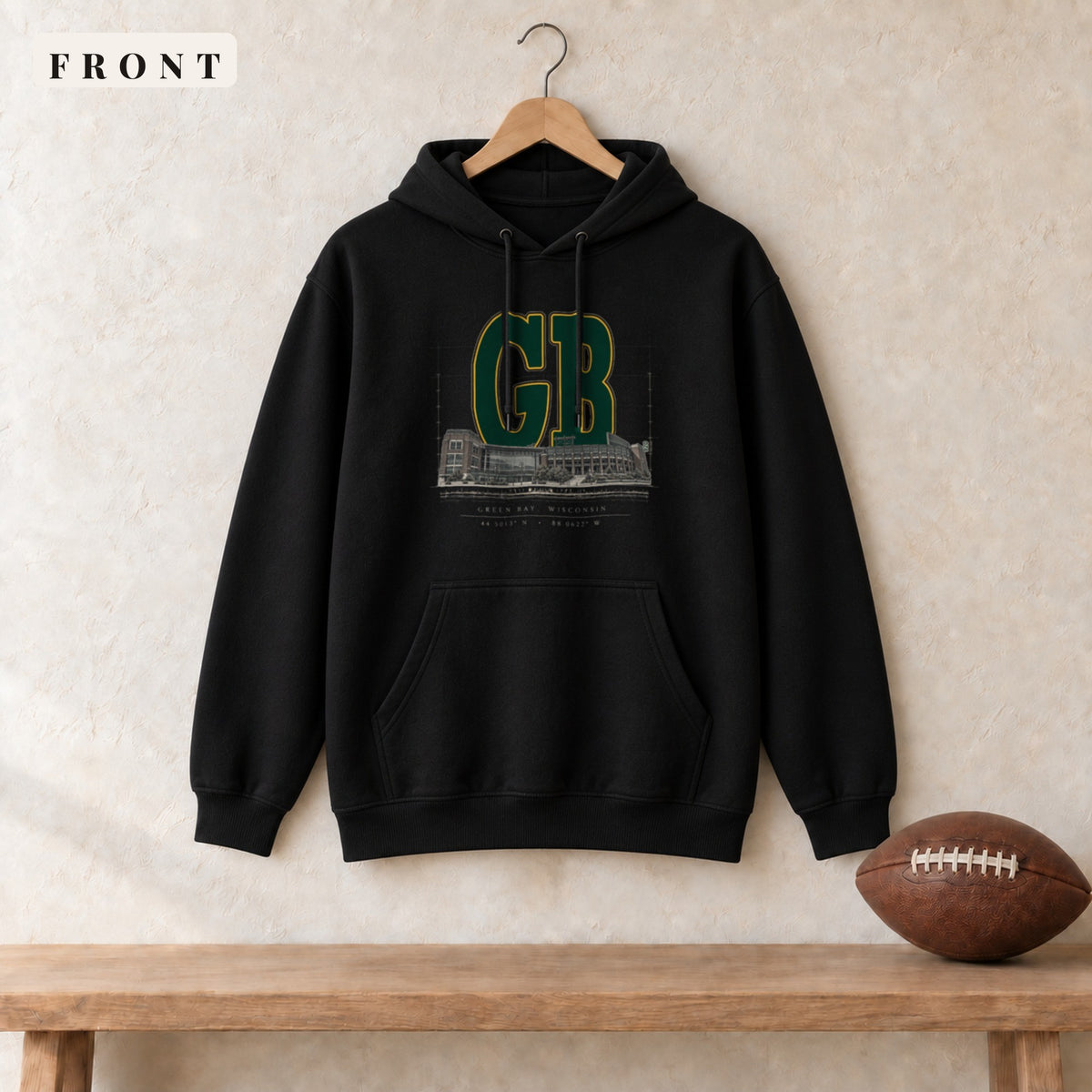 Hoodie · Black · front · Green Bay Blueprint City hoodie in black