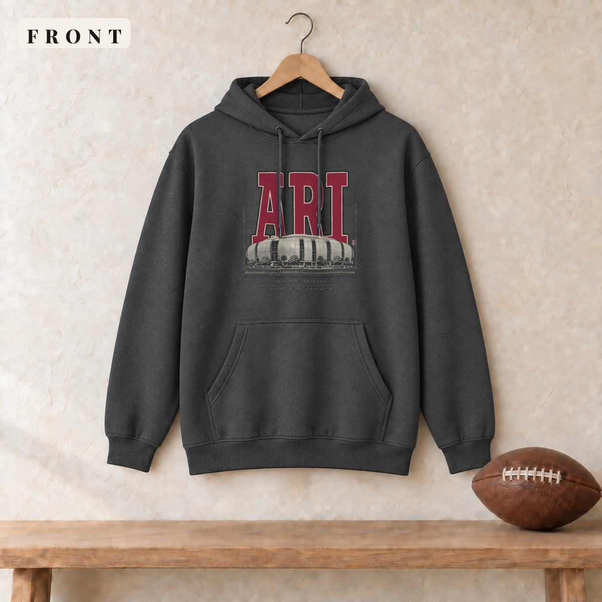 Hoodie · Dark Heather · front · Arizona Blueprint City hoodie in dark heather