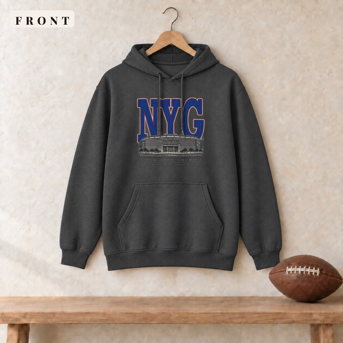 Hoodie · Dark Heather · front · New York Royal Blueprint City hoodie in dark heather