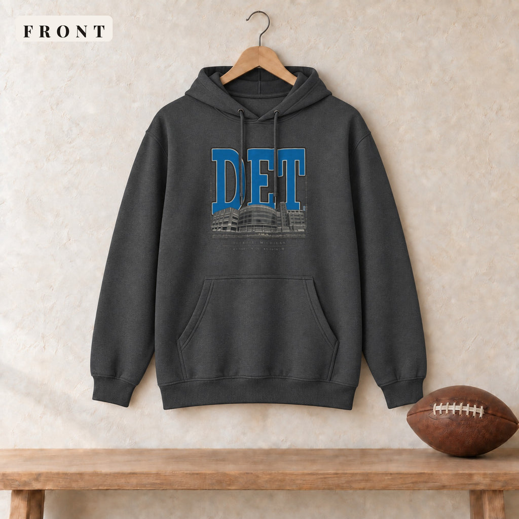 Hoodie · Dark Heather · front · Detroit Blueprint City hoodie in dark heather