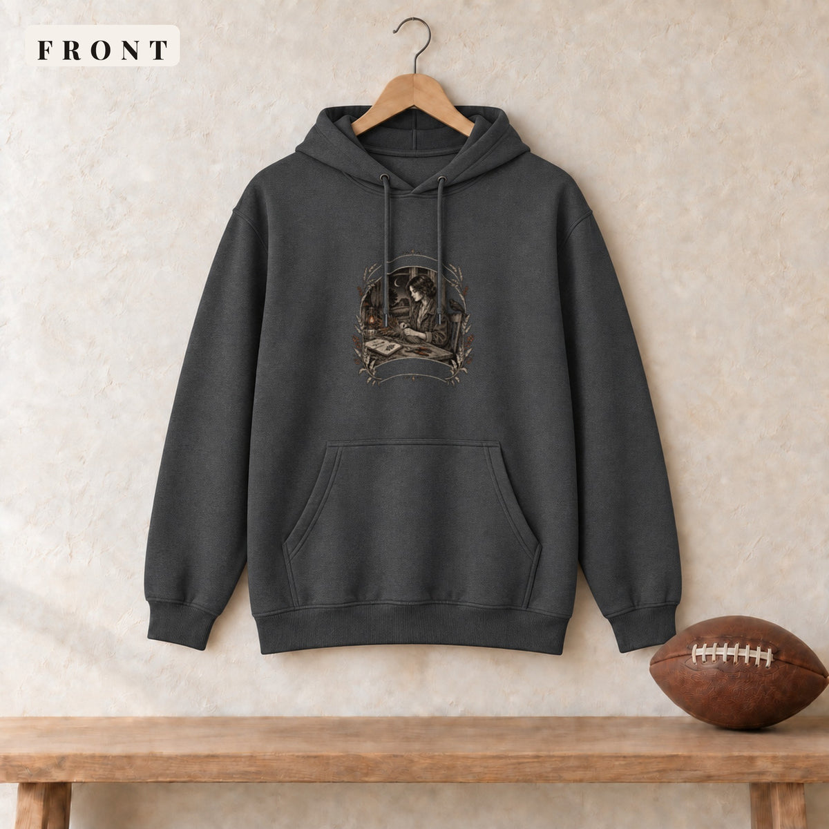 Hoodie · Dark Heather · front · All Hollow's Eve She Keeps Strange Hours hoodie in dark heather