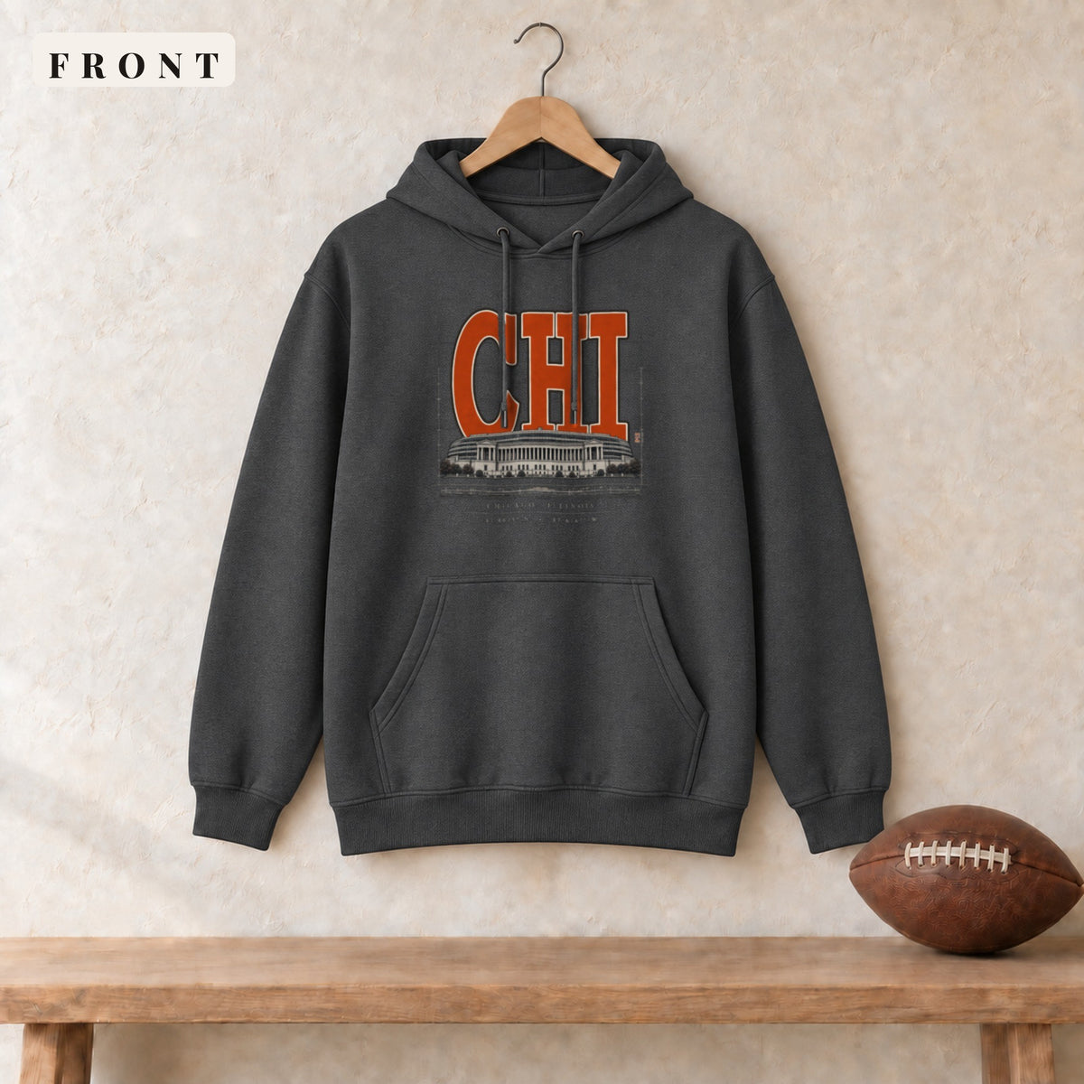 Hoodie · Dark Heather · front · Chicago Blueprint City hoodie in dark heather