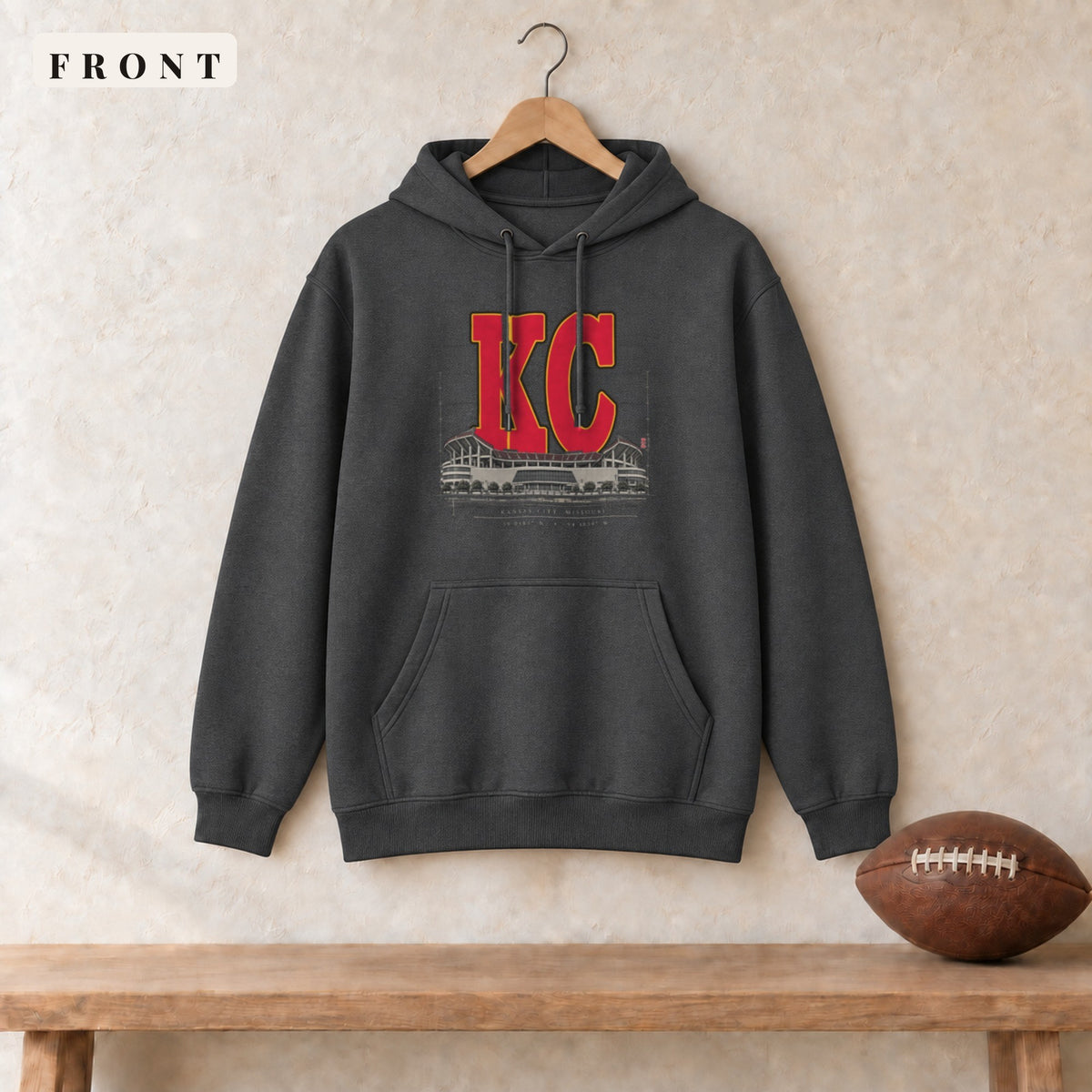 Hoodie · Dark Heather · front · Kansas City Blueprint City hoodie in dark heather