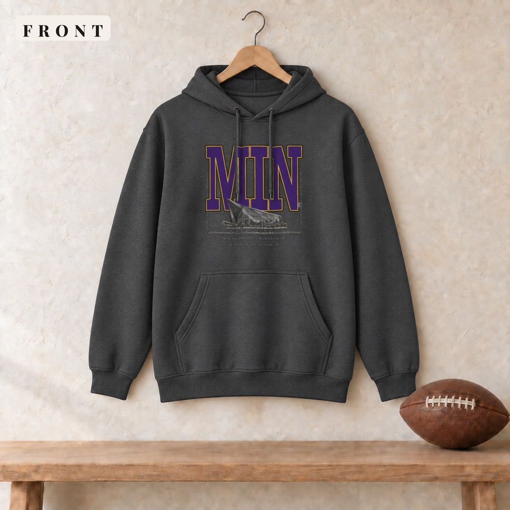 Hoodie · Dark Heather · front · Minnesota Blueprint City hoodie in dark heather