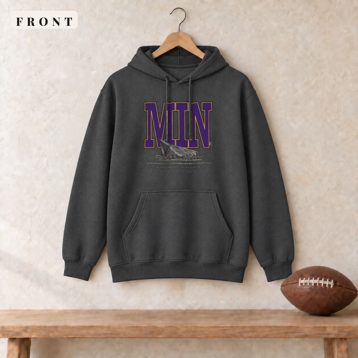 Hoodie · Dark Heather · front · Minnesota Blueprint City hoodie in dark heather