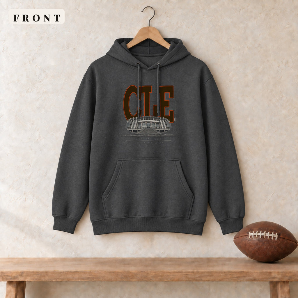 Hoodie · Dark Heather · front · Cleveland Blueprint City hoodie in dark heather