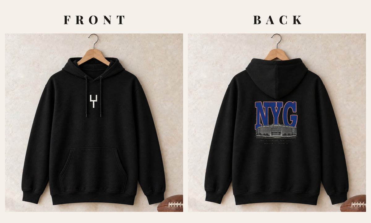 Hoodie + Goalpost Front · Black · front and back · New York Royal Blueprint City hoodie in black