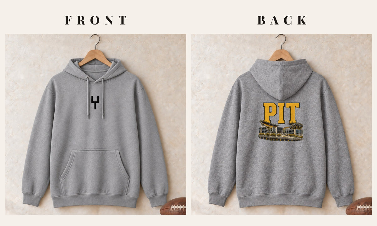 Hoodie + Goalpost Front · Sport Grey · front and back · Pittsburgh Home Field Advantage hoodie in sport grey
