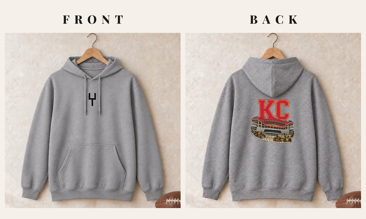 Hoodie + Goalpost Front · Sport Grey · front and back · Kansas City Home Field Advantage hoodie in sport grey