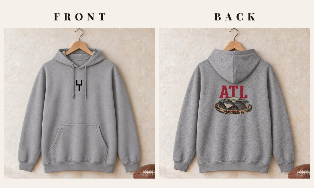 Hoodie + Goalpost Front · Sport Grey · front and back · Atlanta Home Field Advantage hoodie in sport grey