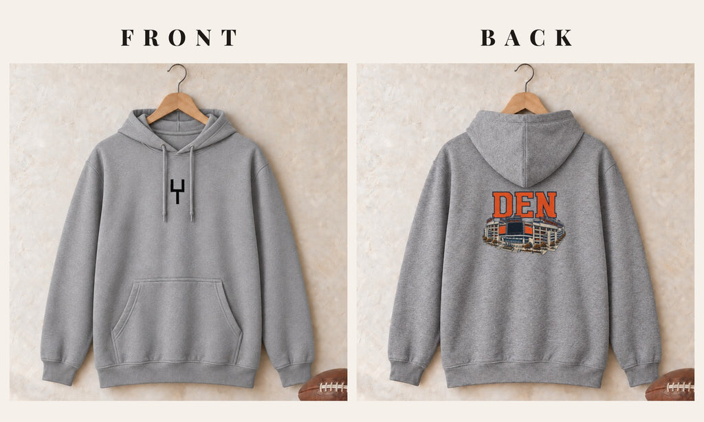 Hoodie + Goalpost Front · Sport Grey · front and back · Denver Home Field Advantage hoodie in sport grey