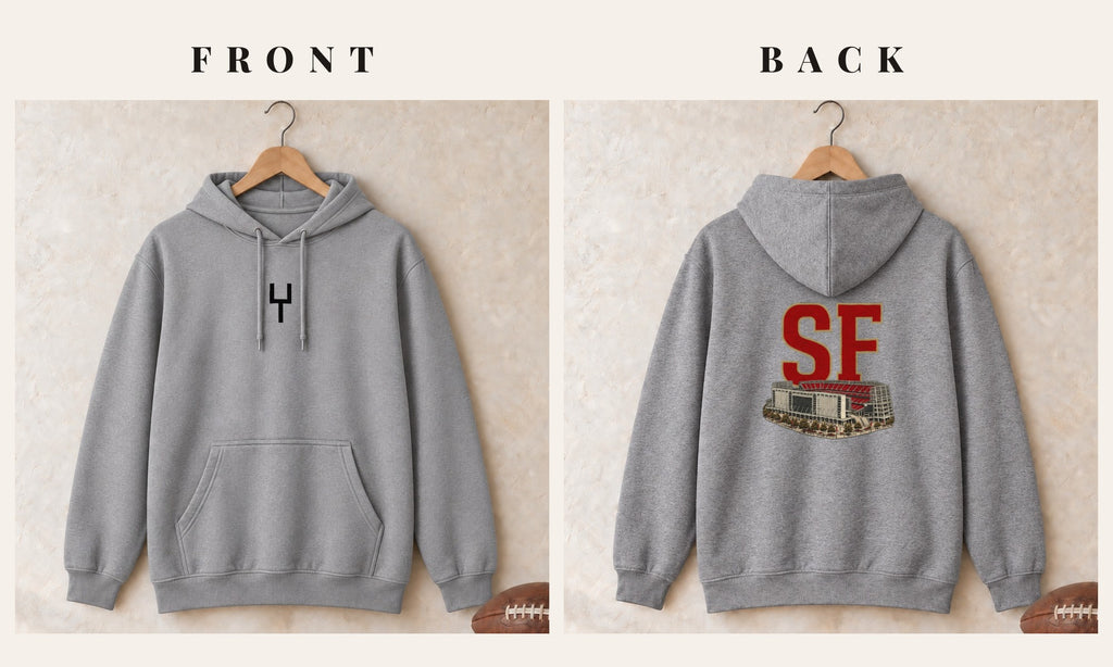 Hoodie + Goalpost Front · Sport Grey · front and back · San Francisco Home Field Advantage hoodie in sport grey