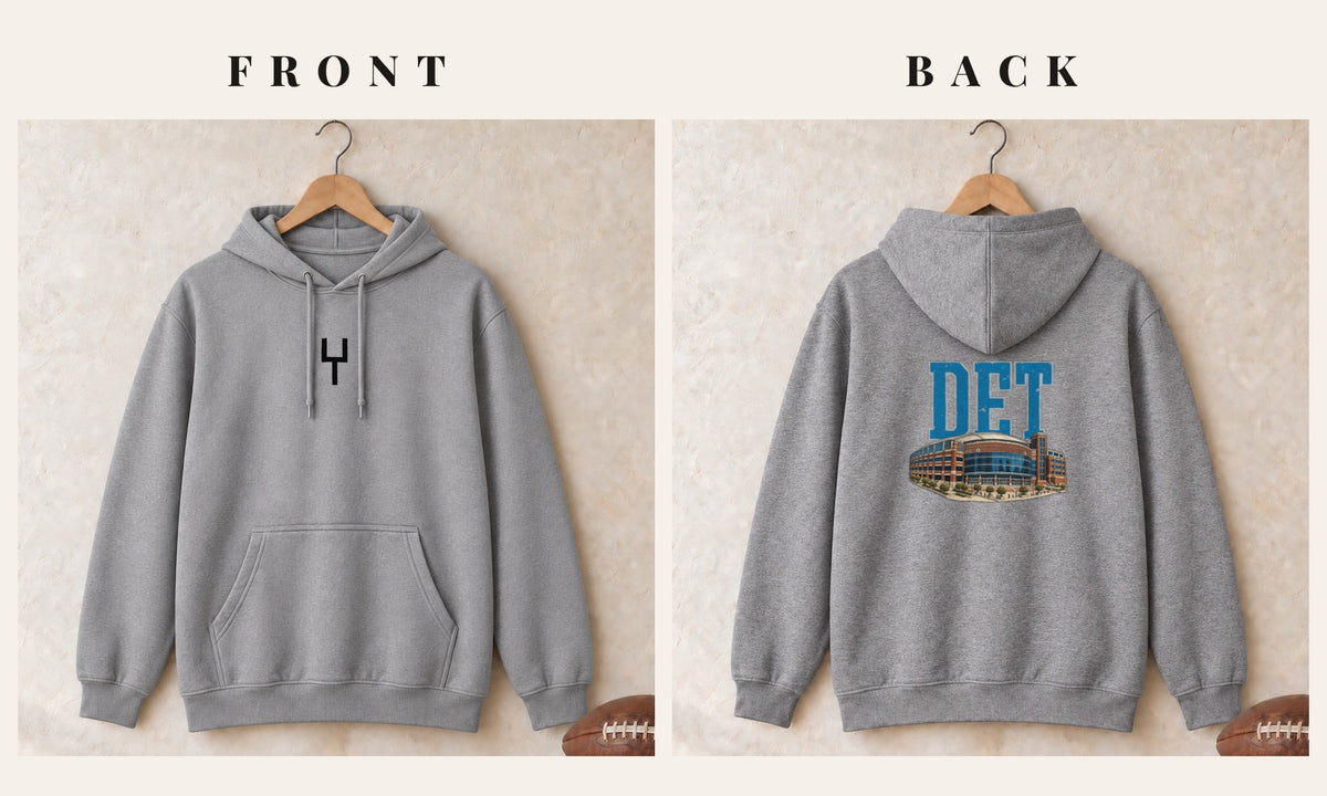 Hoodie + Goalpost Front · Sport Grey · front and back · Detroit Home Field Advantage hoodie in sport grey