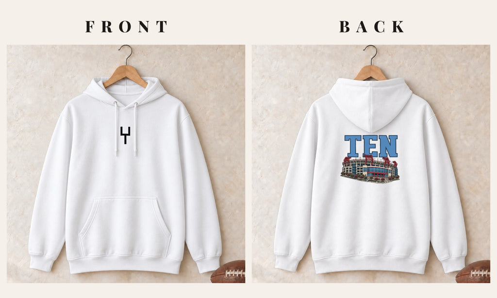 Hoodie + Goalpost Front · White · front and back · Tennessee Home Field Advantage hoodie in white