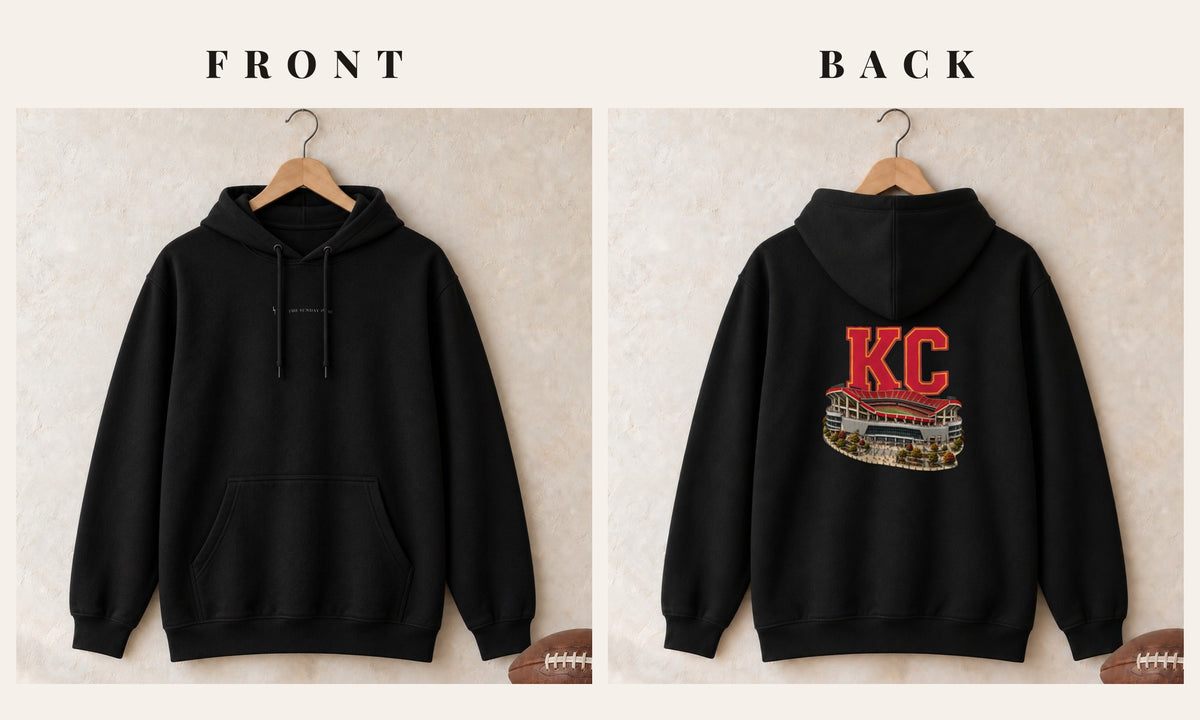 Hoodie + Logo Front · Black · front and back · Kansas City Home Field Advantage hoodie in black